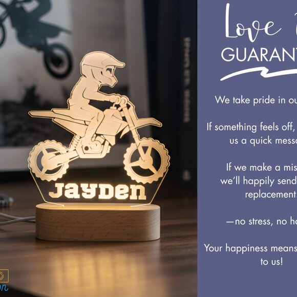Motocross Custom Name Light • Personalized LED Cloud Decor • Boy/Girl Gift - Picture 6 of 8